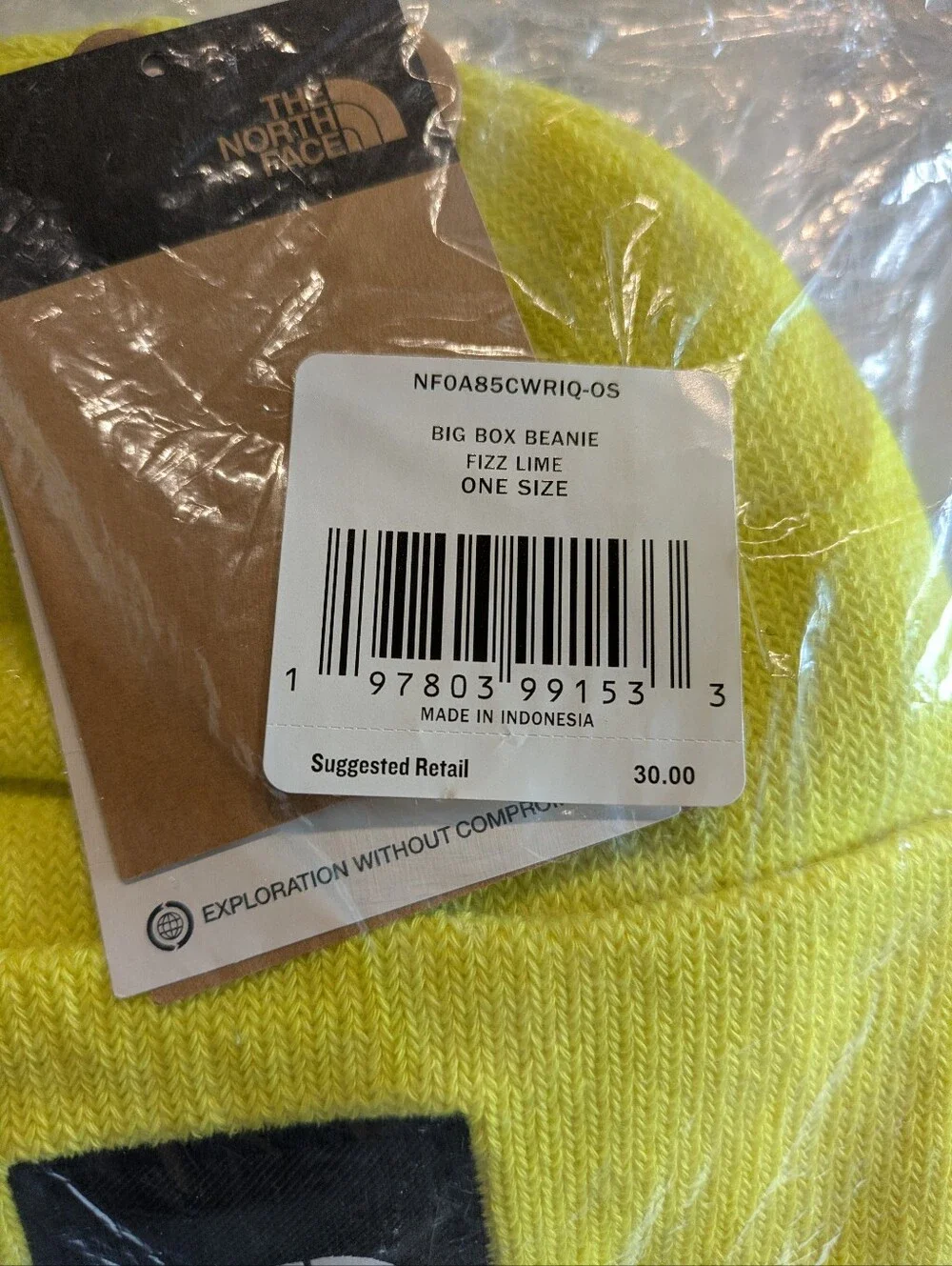 E3 The North Face Big Box Beanie Fizz Lime Green Neon OSFM NWT $30